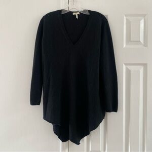 Joie Black V-Neck Cashmere & Wool Asymmetrical Hem Sweater